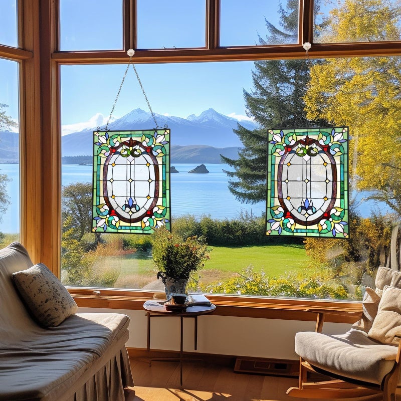Capulina Dancing Style Stained Glass Window Hangings Panels 17" W x 22" H Fine Handicrafts Suncatcher Parents Gifts for Home Decor - Image 5